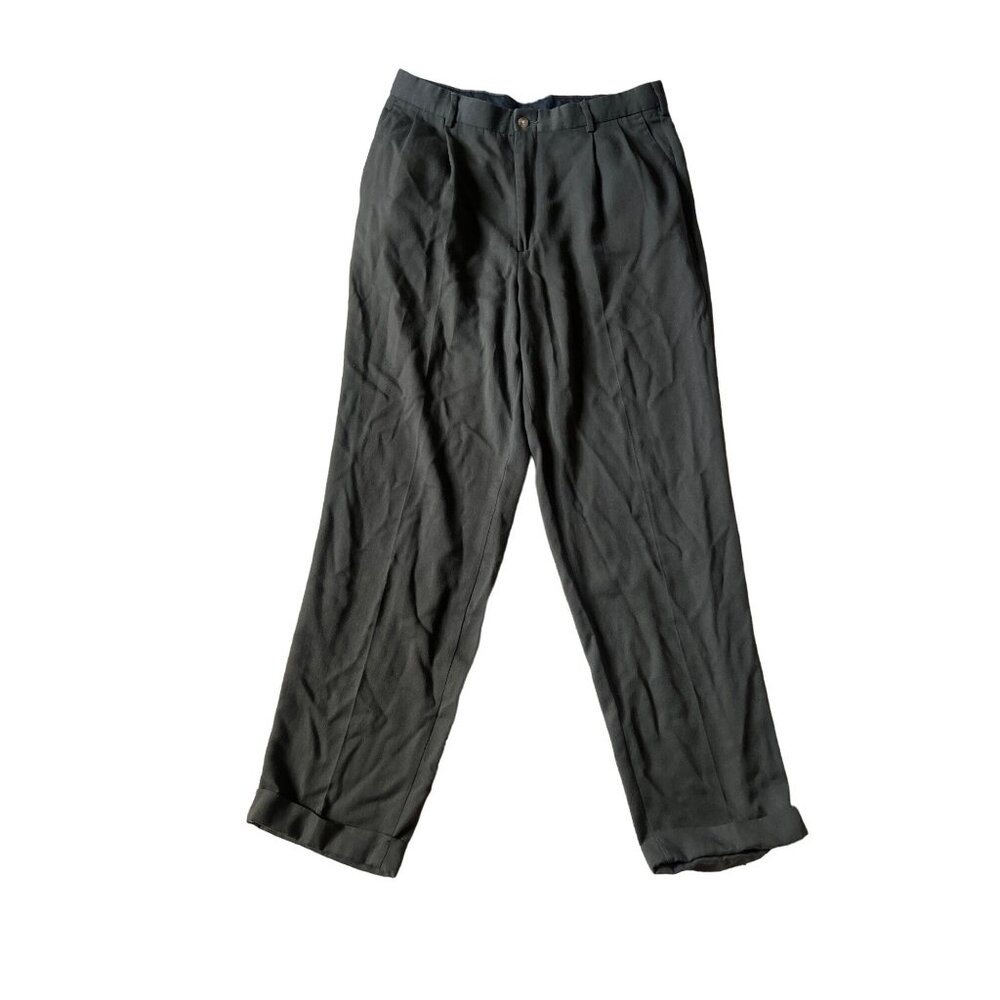 Vintage Bill Blass‎ Men's Pleated Balloon Slacks Lightwear Tencel Classy Green